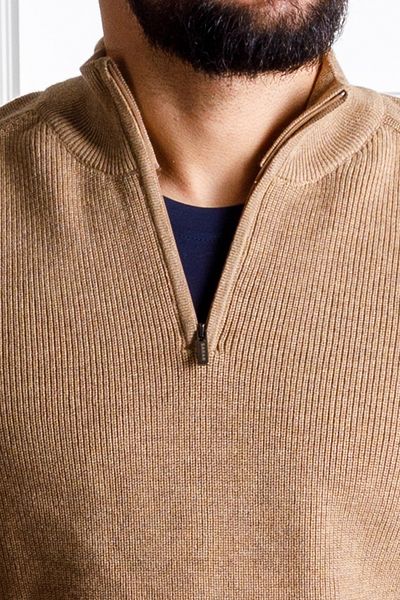 Sarar Πλεκτό πουλόβερ με φερμουάρ Half Turtleneck Camel