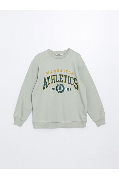 LC Waikiki Γυναικείο χοντρό φούτερ με στάμπα Lcwk Crew Neck