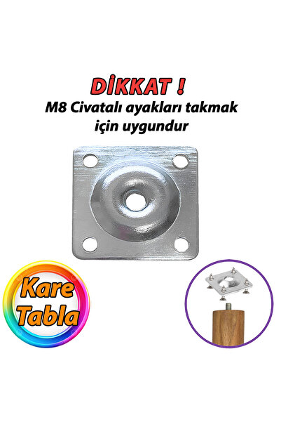GLASWEN Mobilya Baza Koltuk Zigon Sehpa Ayağı Metal Bağlantı Aparatı Düz Ayak...