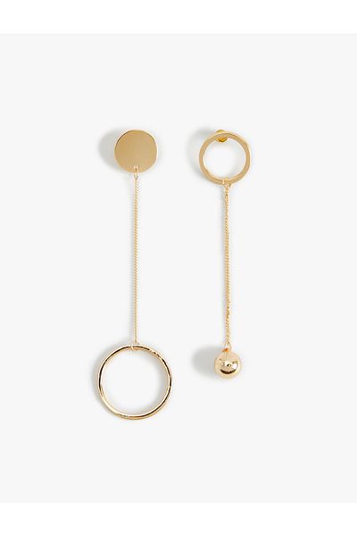 Koton Geometric Asymmetrical Earrings - Chain and Dangle