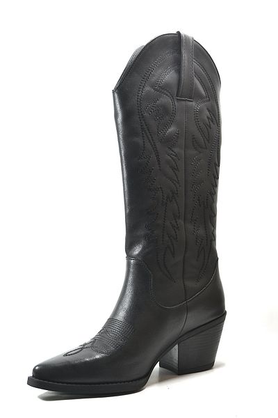 Onlo Ayakkabı Onlo Shoes KV.01 Γυναικείες καουμπόικες μπότες με κέντημα από γνήσιο δέρμα