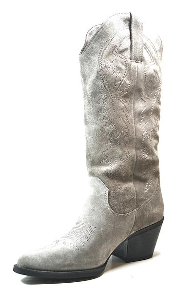 Onlo Ayakkabı Onlo Shoes KV.01 Γυναικείες καουμπόικες μπότες με κέντημα από γνήσιο δέρμα