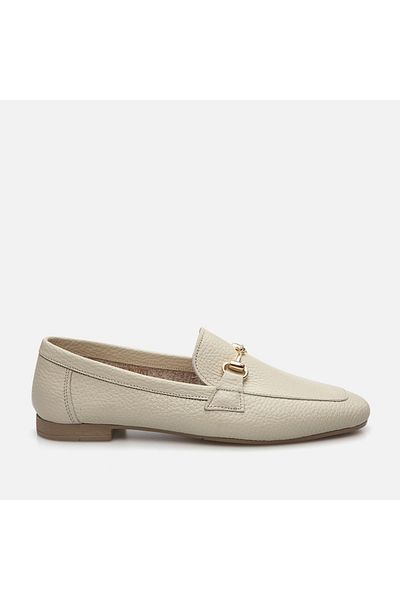 Hotiç Genuine Leather Bone Women's Loafer