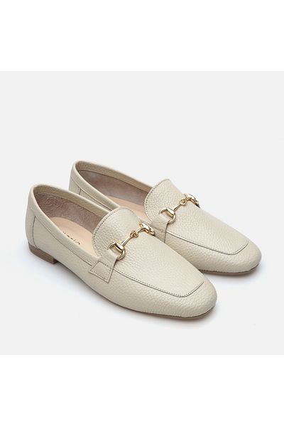 Hotiç Genuine Leather Bone Women's Loafer