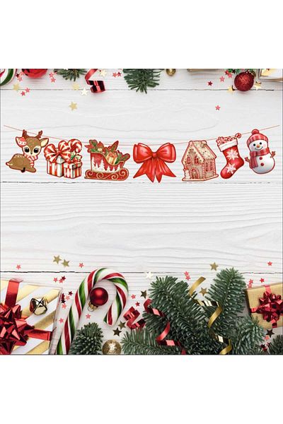 asöy Christmas Ornament Decorative Socks Red Bow Wall Ornament Snowman Deer Gift Package Ornament 7 Pieces