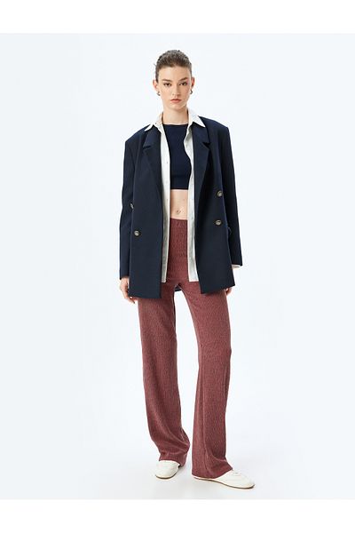 Koton Strukturierte Hose mit weitem Bein und Standard-Taille