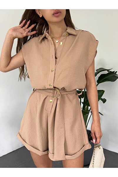 Genel Markalar Omuz Apoletli Kemerli Tulum-bisküvi