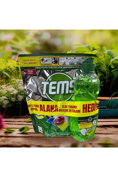 TEMS 4 Impact Dishwasher Capsules Detergent 36Pcs+ 500ml Liquid Dish Detergent