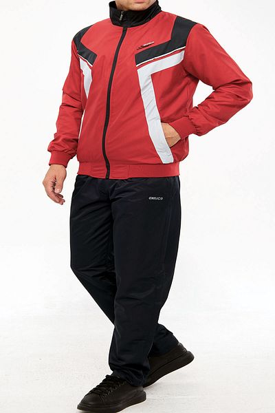 Enrico Ferry Men's Red Half Turtleneck Straight Leg Marathon Plus Size Tracksuit Set Edy2637B-K