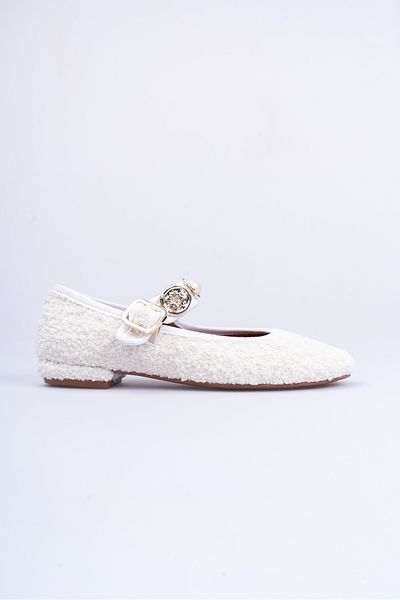 Liza Shoes Balerini de pluș cu cataramă cu o singură curea pentru femei A016-K1950