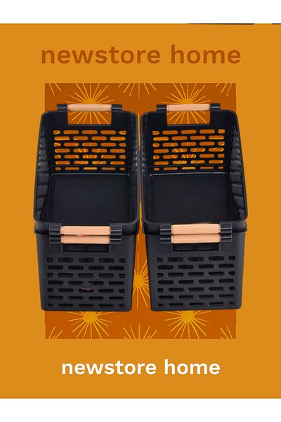 NEWSTORE HOME 4 Pieces Black Plastic Organizer Basket - Inner Cabinet and Drawer Organizer