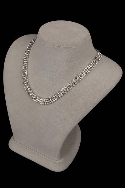 Hobigram Stylish Crystal Evening Dress Necklace and Earrings Set with Three Stones Most Special Occasions