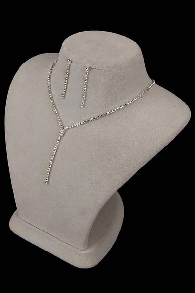 Hobigram Drop Model Crystal Stone Evening Dress Necklace and Earring Set