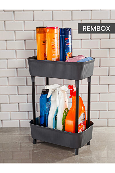 Rembox 2 Katlı Raf Ünitesi  Çok Amaçlı 2 Katlı Evye Altı Düzenleyici Dolap Iç...