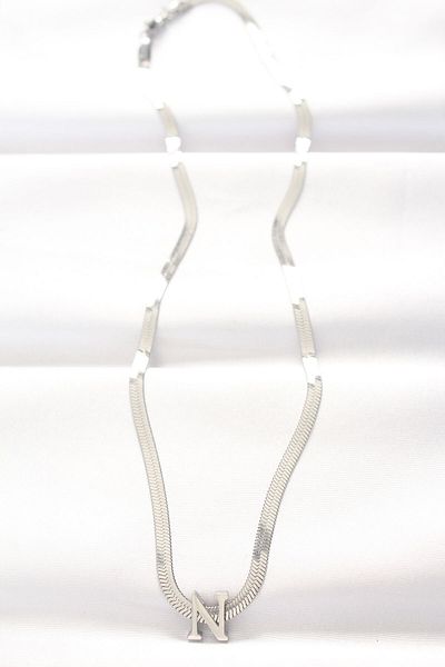 Clariss 316L Steel N Letter Silver Color Italian Chain Necklace