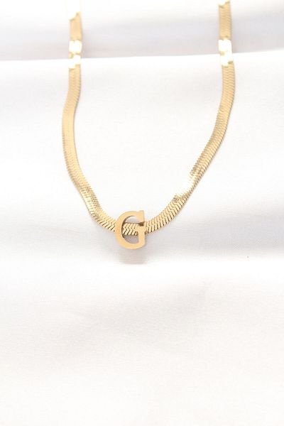 Clariss 316L Steel g Letter Gold Color Italian Chain Necklace