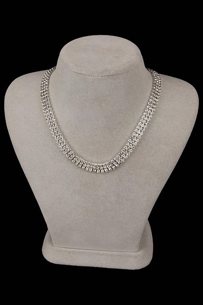 Hobigram Stylish Crystal Evening Dress Necklace and Earrings Set with Three Stones Most Special Occasions
