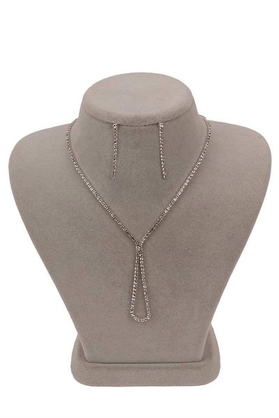 Hobigram Lade Stylish Crystal Stone Evening Dress Necklace and Earrings Set Special Occasions