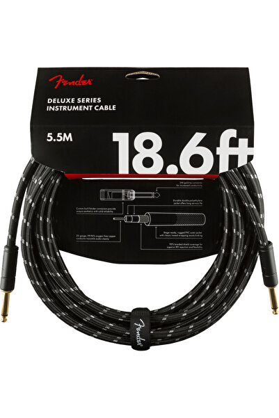 FENDER Deluxe Düz/Düz Uçlu 5m Siyah Tweed Enstrüman Kablosu