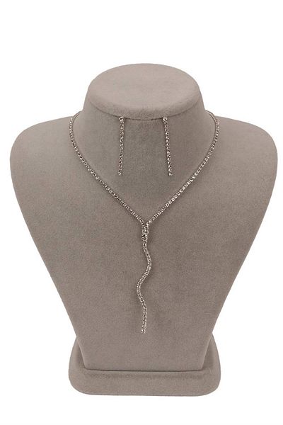 Hobigram Wave Model Crystal Stone Evening Dress Necklace and Earring Set