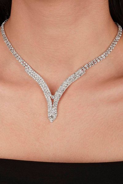 Hobigram Vira Model Crystal Stone Evening Dress Necklace and Earrings Set