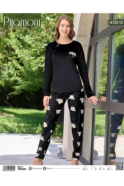Pijamoni Set de pijamale de iarnă pentru femei, din catifea din lycra, 4210/13- 1 bucată