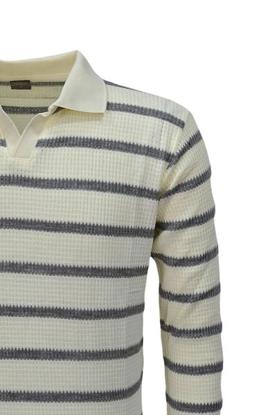 BAGLAN Men's Sports Striped Seasonal Knitwear Polo Neck Sweater Bgl-St03931
