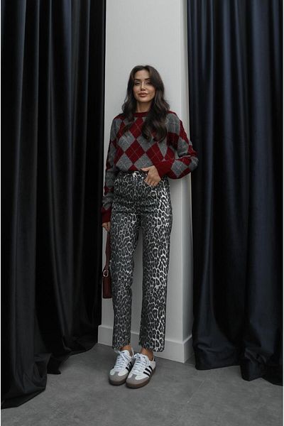 Havoş Blugi negru cu leopard