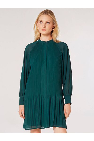 Apricot Plissee Kleid