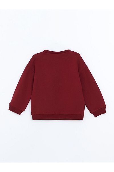 LC Waikiki Lcw Baby Burgundy Crew Neck Thick Floral Baby Girl Sweatshirt