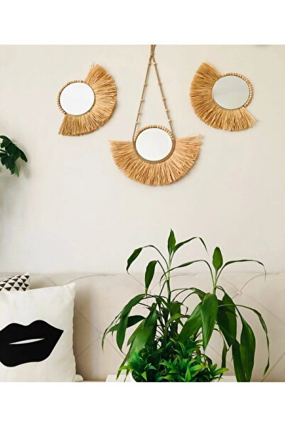 Emek 3 Lu Rafya Ayna Seti / Yelpaze Ayna / Tasarim Ayna / Duvar Panosu / Balk...