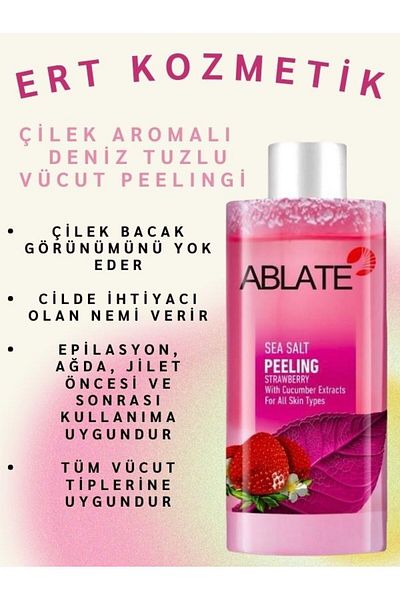 ABLATE Instant Peeling Peeling with Strawberry Flavor - Body and Face Peeling, Dead Skin Purifying and Renewing, 200 ml