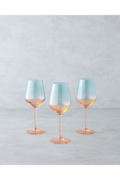 English Home Paradise Cam 3'lü Kadeh 350 ml Yeşil-Pudra