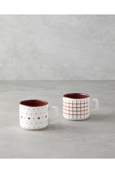 English Home Remixy Seramik 2'li Fincan Takımı 184 ml Bordo