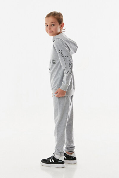 Fulla Moda Legend Baskılı Kapüşonlu Jogger Erkek Çocuk Eşofman Takımı