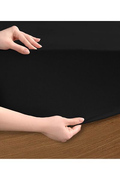 SHORLAND 100% Cotton Combed Cotton Fitted Sheet / Black / Every Size Available