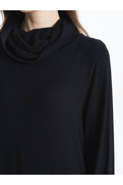 LC Waikiki Black Draped Neckline Dress