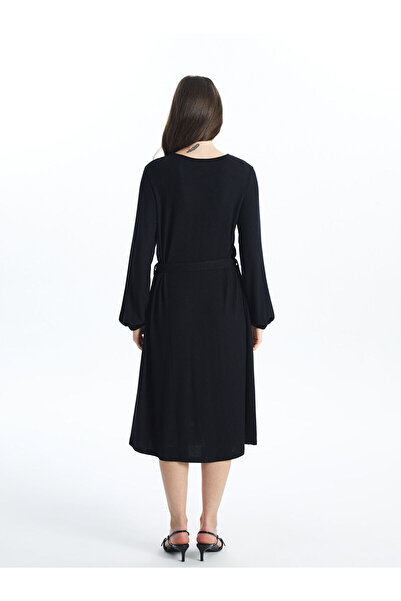 LC Waikiki Black Crew Neck A-Line Dress