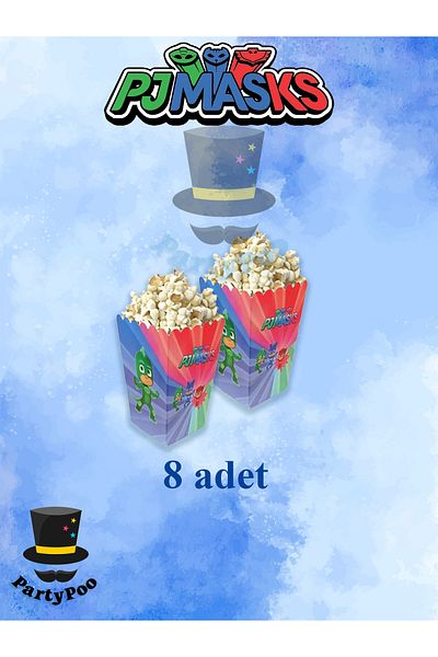 PartyPoo Pijamaskeliler Themed Corn Box 8 Pieces |   Party Decoration and Snack Box