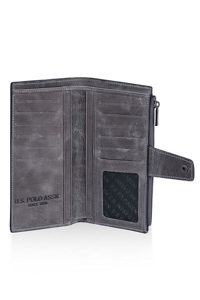 U.S. Polo Assn. 23700-23701 Gray Genuine Leather Phone Handheld Portfolio and Wallet Card Holder