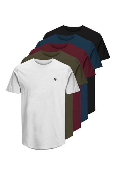 Jack & Jones Premium T-Shirt 5er-Pack Einfarbig Rundhals T-Shirt