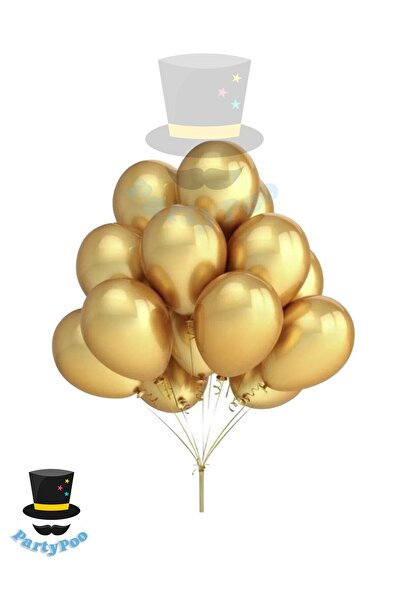 PartyPoo Gold Metallic Colored 10-piece Balloon Set