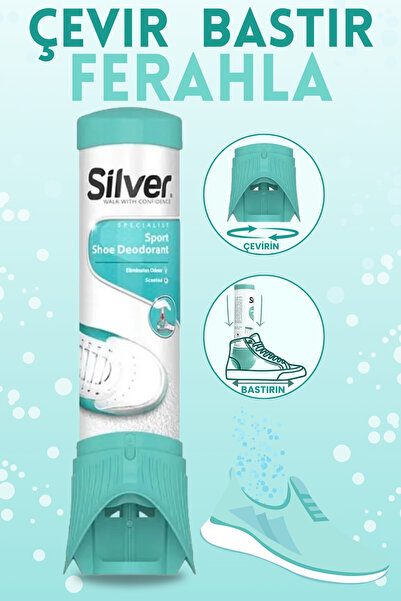 Silver 2 Adet Fresh-up Ayakkabı Deodorantı Koku Giderici Önleyici Sprey 100 ml Ayakkabı Çekeceği