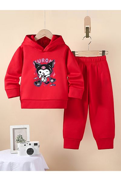dükkans Kuromi Premium 3Rd for Girls Yarn Compact Sweatshirt & Sweatpants Set - 2 Piece Sports Set
