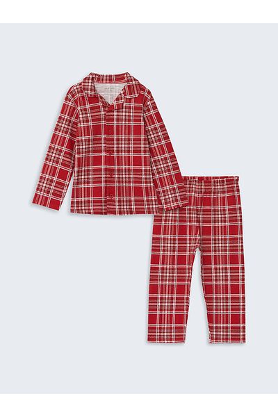 LC Waikiki Polo Collar Long Sleeve Baby Girl Pajama Set