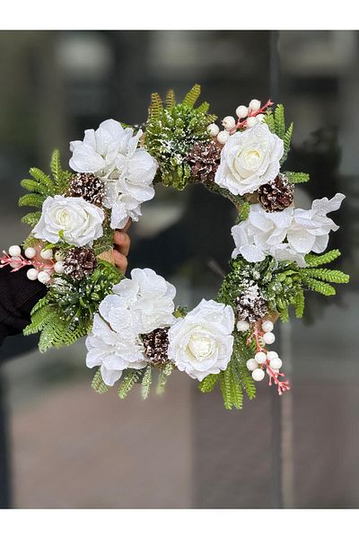 TASARIMHMODA Στολίδι πόρτας με τεχνητό τριαντάφυλλο