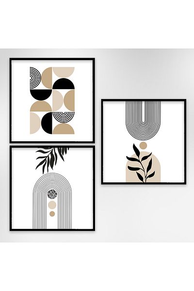 TekTablo 3 Piese Pictură în Cadru Lemn, Pictură Decorativă