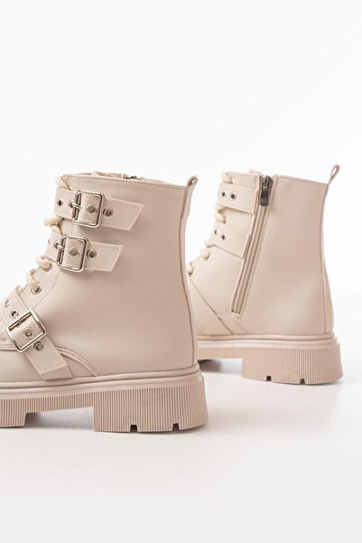 Aymood 508-3039 Бежеві жіночі черевики на блискавці з аксесуарами