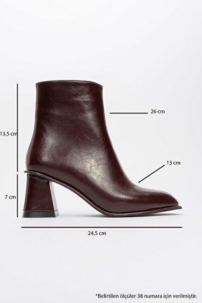 LuviShoes ALBA Bordo Cilt Kadın Kalın Topuklu Bot