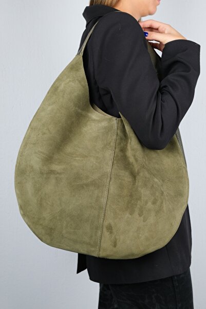 LuviShoes Puja Khaki Skin Khaki Genuine Suede Leather Women's Shoulder Bag